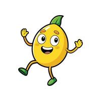 Happy lemon cartoon character waving hands joyfully vector