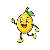 Joyful lemon character jogging with a cheerful expression vector