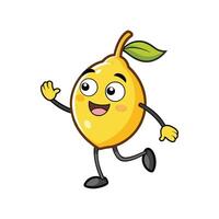 Cheerful Lemon Character Waving Hello on White Background vector