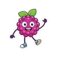 Cartoon raspberry character with friendly expression on white background vector