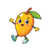 Happy cartoon mango character waving isolated on white background vector