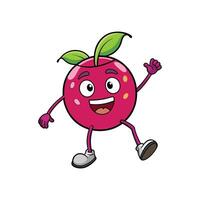 Cartoon fruit character cheerfully walking with a joyful expression vector
