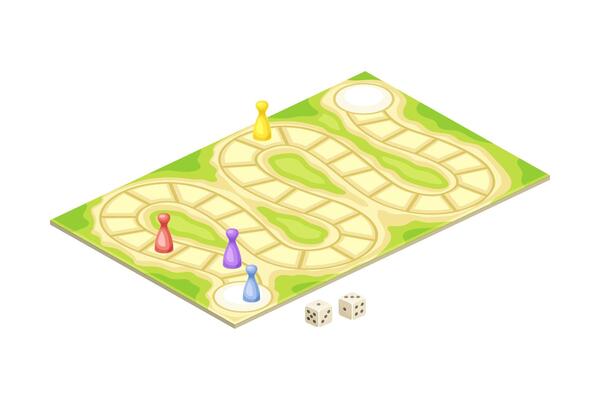 Adventure board game maps with path flat illustration on white background