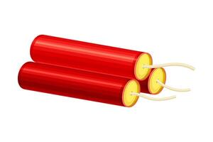 Bundle of red dynamite sticks illustration on white background vector