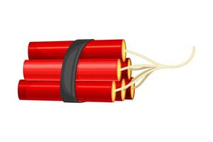 Bundle of red dynamite sticks with wick illustration vector