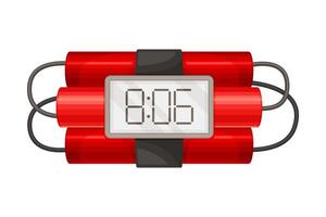 Bundle of red dynamite sticks with timing device illustration vector