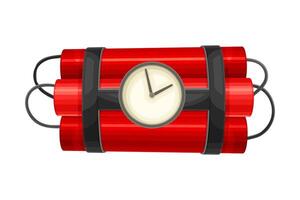 Bundle of red dynamite sticks with alarm clock illustration vector