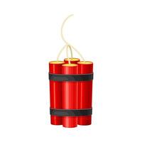 Bundle of red dynamite sticks with bickford fuse illustration vector