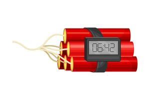 Dynamite sticks with with timing device illustration on white background vector