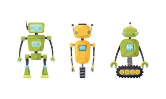 Cute Humanoid or Robot with Antenna as Artificial Intelligence Set vector