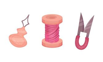 Reel or Spool with Thread and Seam Ripper Set vector