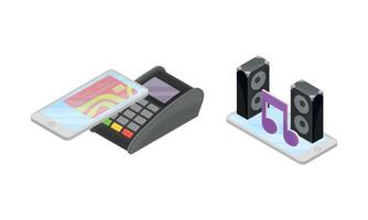 Smartphone Software with Online Payments App and Music Player Isometric Set vector