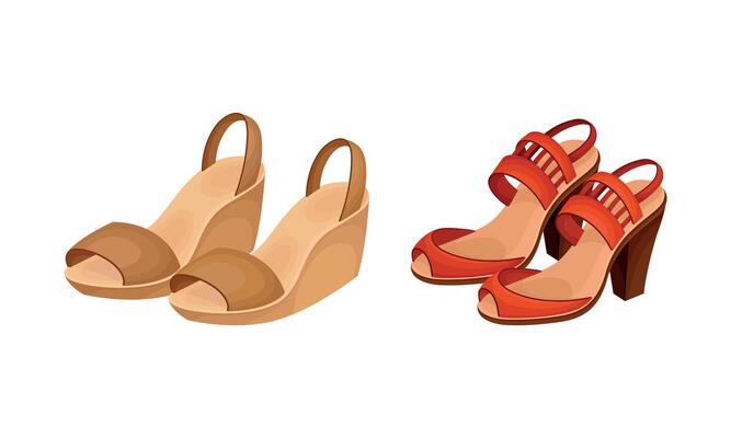 Open Toe Womens Shoes with Heels and Platform Set