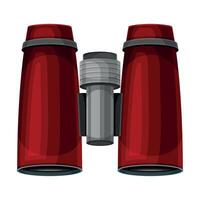 Red binoculars, optical instrument for viewing distant objects illustration vector