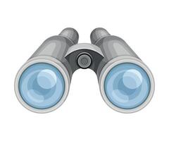 Binoculars with glass lenses, optical instrument for viewing distant objects illustration vector