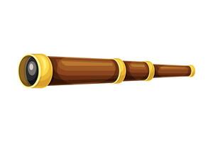 Antique spyglass telescope optical instrument for viewing distant objects illustration vector