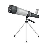 Astronomical telescope on tripod, optical device illustration vector