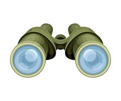 Military binoculars with glass lenses, optical instrument for viewing distant objects illustration vector