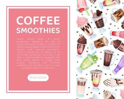 Sweet Cocktail and Milkshake as Drink of Blending Milk and Ice Cream with Flavoring Web Banner Template vector