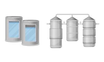 Water Purification Process with Filtration and Distillation in Cylindrical Tank Set vector