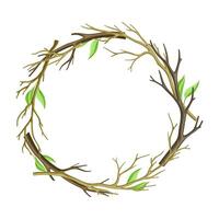 Bare Tree Branch Entangled in Round Wreath Illustration vector