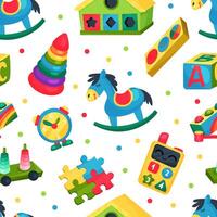 Toy Store with Colorful Plaything Seamless Pattern Template vector
