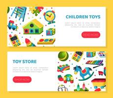 Toy Store Landing Page Design with Colorful Plaything Template vector
