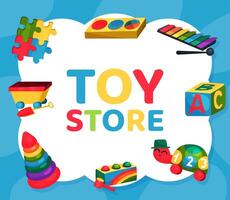 Toy Store Design with Colorful Plaything Template vector