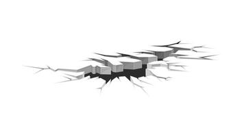 Black ground crack with hole destruction effect. Fractures on surface illustration vector
