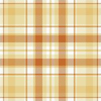 Warm autumnal plaid pattern. Elegant, timeless design in soft gold and burnt orange hues on a crisp white background. vector