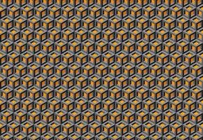 Abstract geometric background. Intricate pattern of interlocking cubes in shades of gray and orange. Perfect for website design, textile prints, or modern branding. vector