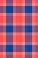Silky textile plaid seamless, postcard background tartan. Expressive check pattern texture fabric in blue and red colors. vector