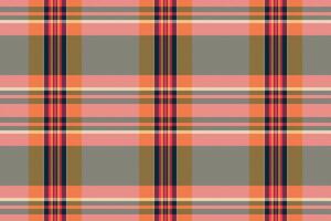 Vibrant coral, grey, and gold plaid pattern. Ideal for textile design, fashion, and website backgrounds. This seamless texture offers a modern yet classic feel, conveying warmth and sophistication. vector