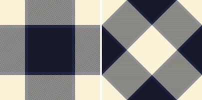 Seamless plaid patterns in navy and cream. Classic buffalo check rhombus design, ideal for textile, fashion, backgrounds or decorative projects. vector
