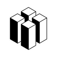 Stylish isometric illustration of four interconnected cubes. Perfect for concepts of unity, teamwork, growth, technology, or architecture. vector