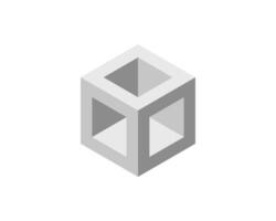 Abstract isometric cube with inner voids, showcasing a minimalist design. Perfect for concepts of architecture, technology, or empty space. Use as a background, website element, or logo component. vector