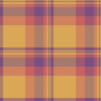Warm autumnal plaid pattern in muted orange, purple, and yellow tones. Perfect for fallthemed designs, textile prints, and website backgrounds. Evokes feelings of comfort and nostalgia. vector