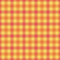 Vibrant yellow and coral plaid pattern. Perfect for textiles, website backgrounds, or autumnal designs. This cheerful, seamless texture evokes warmth and a sense of rustic charm. vector