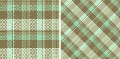 Elegant pair of pastel mint and brown plaid patterns. Perfect for textile design, apparel, website backgrounds, or stationery. vector