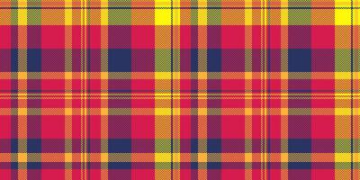 Vibrant red, yellow, and navy plaid pattern. Perfect for textile design, fashion, website backgrounds, or any project needing a bold, energetic feel. vector