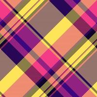Classical background textile, clan texture tartan check. Flannel plaid fabric pattern seamless in yellow and pink colors. vector