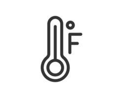 Clean, modern icon of a thermometer showing Fahrenheit temperature. Suitable for weather, science, healthcare, or educational designs. Symbolic versatile. vector