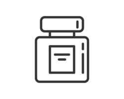 Minimalist line art icon of a square bottle with a lid. Ideal for illustrating aromatherapy, cosmetics, or health wellness concepts. Clean, simple design. Versatile graphic element. vector