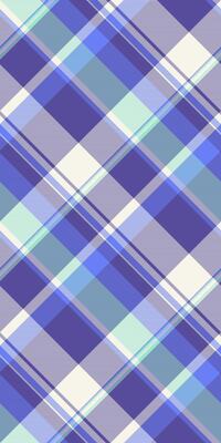 Elegant diagonal plaid pattern in soft purple, blue, and white hues. Perfect for textile design, website backgrounds, or crafting projects. Subtle texture adds visual depth.