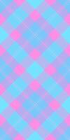 Tailor textile seamless plaid, christmas ornament check background fabric. Fibrous tartan pattern texture in cyan and pink colors. vector