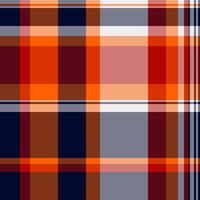 Warm textile plaid, card pattern texture fabric. Reel tartan check background seamless in red and orange colors. vector