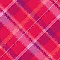 Chic textile pattern , dining room background texture check. Trousers plaid tartan seamless fabric in red and pink colors. vector