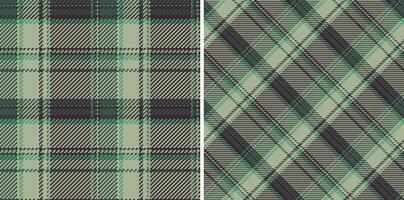 Elegant seamless plaid patterns in muted greens and greys. Perfect for textile design, apparel, or website backgrounds. These versatile textures offer a sophisticated, timeless aesthetic. vector