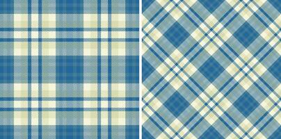 Two seamless pastel blue and beige plaid patterns. Perfect for textile design, wallpaper, wrapping paper, or website backgrounds. Classic and versatile, these checks offer a timeless aesthetic. vector