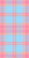 Folded tartan fabric textile, infant plaid pattern. Menu texture check background seamless in red and cyan colors. vector